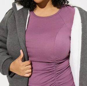 Torrid NWOT Grey Fleece Fur Lined Bomber